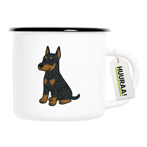 Tazza smaltata dobermann - tazza,