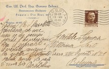 A5713) GUSTAVO BELLUSCI AMMINISTRATORE GIUDIZIARIO FOGGIA VIAGGIATA NEL 1935