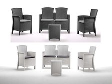 SALOTTO DA GIARDINO ESTERNO RATTAN RESINA BAR RISTORANTE POLTRONE TAVOLO 