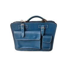 CARTELLA VALIGETTA UOMO DONNA PROFESSIONALE LAVORO PELLE UNISEX Turchese *Raro*