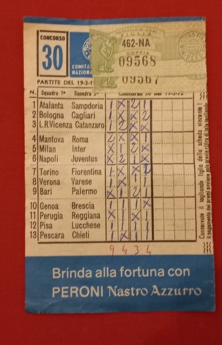 Schedina totocalcio 1972 - schedina, 30/1972