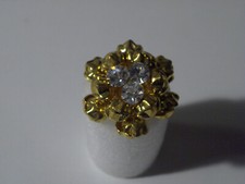 BOTTONE GIOIELLO FIORE 3 CRISTALLI / ORO NUOVO FONDO MAGAZZINO DIAMETRO 2,5 CM 