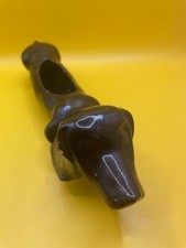 Fioriera cane pianto bassotto ceramica marrone cioccolato lunga 11" vintage