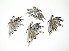 4pz charms ciondoli fatina 40x25mm in metallo colore argento tibet bijoux