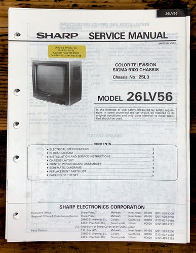 Sharp 26lv56 manuale - 26lv56,