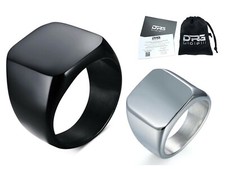 Anello Quadrato Acciaio Nero