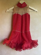 Vestitino Rosso Competizione Bambina Pattinaggio Su Ghiaccio Anni 8-10