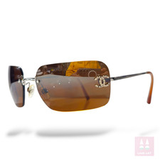 Chanel 4017 vintage sunglasses Y2k Silver Rhinestones Frameless