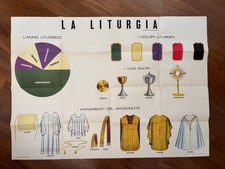 Poster,ANNI 60,LA LITURGIA  i colori,paramenti sacerdote l'anno chiesa Cattolica