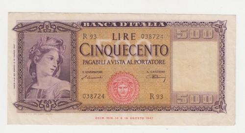 500 lire ornata spighe - 500, di
