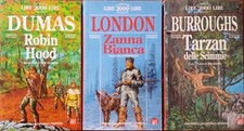 3 libri classici ragazzi Zanna Bianca London + Tarzan scimmie + Robin Hood Dumas