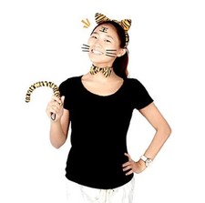 Set Costume Travestimento Carnevale Halloween Leopardo Giaguaro Animale L.3395