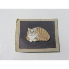 Spilla gatto marrone dipinta a