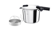 pentola a pressione fissler vitaquick 6 l made in Germany inserto vapore indu...