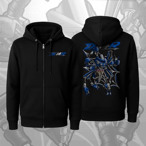 Felpa con cappuccio zip moto - e,