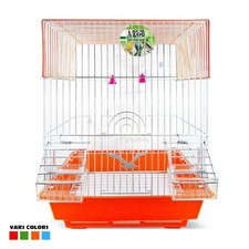 GABBIA UCCELLI CANARINI PAPPAGALLI FORMA QUADRATA CON ACCESSORI VARI COLORI