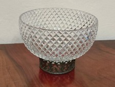 CIOTOLA IN VETRO PESANTE lavorato con supporto in metallo brunito  Vintage 60