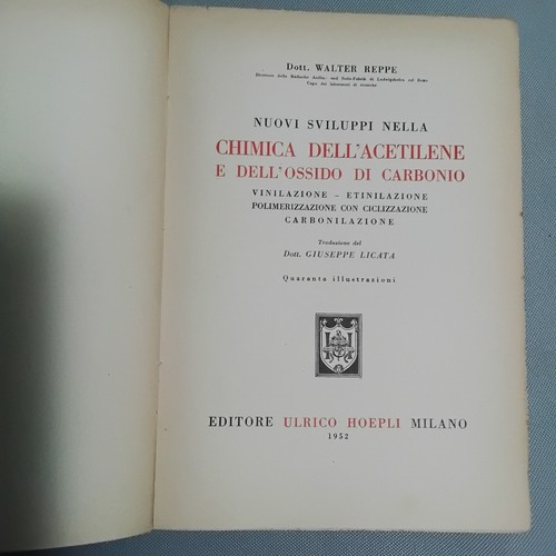 1952 hoepli chimica - "", dell'