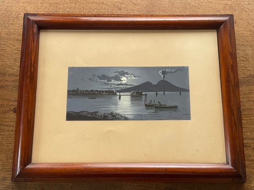 Quadro guazzo vesuvio baia - vesuvio, di