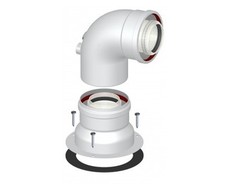 CURVA DI PARTENZA COASSIALE A 90  ° CON ISPEZIONE BIANCA  EE ¸60/100