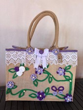 borse in iuta con tricotin e macramè