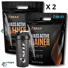 SELF MASS ACTIVE- Whey Mass Gainer 2 kg X 2 Mega Anabolico con Proteine + Shaker