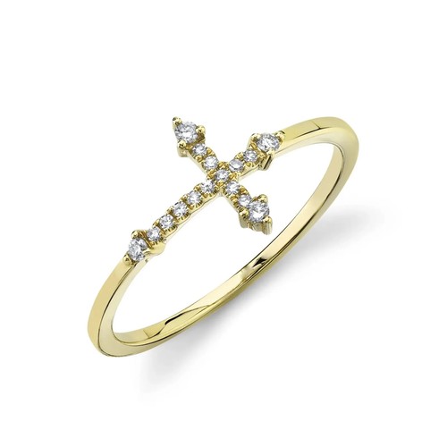 Diamante anello croce - anello, 14k