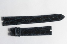 Bracelet montre Universal Genève croco bleu marine 17 mm vintage (59201)