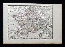 1810 LAPIE rara mappa di Francia e Nord Italia, Piemonte, Aosta, Parigi, Marsiglia