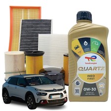 KIT TAGLIANDO CITROEN C4 CACTUS 1.6 BLUEHDI 73KW 99CV DAL 09/2014 + TOTAL 0W30