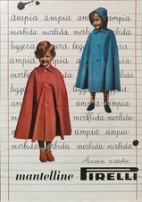 PIRELLI Pubblicità MANTELLINE IN GOMMA PIOGGIA BAMBINI 1 pagina 1951 originale