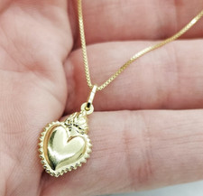 Collana Donna Cuore Sacro Votivo Argento 925 Ex Voto Placcato Oro Giallo 18kt