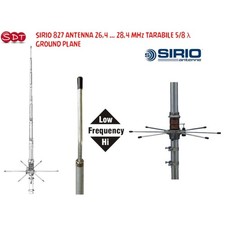 SIRIO 827 ANTENNA 26,4 ... 28,4 MHz TARABILE 5/8 λ GROUND PLANE