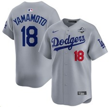 Maglia Yoshinobu Yamamoto Los Angeles Dodgers World Series blu + bianca CUCITA