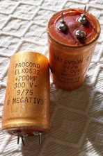 2 Condensatori Elettrolitici C.S. 200mf 300volt 2 Pz. Procond Vintage