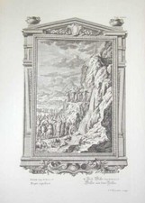 PHYSICA SACRA - Rupes aquiflua - su rame, originale del '700