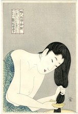 Xilografia Utamaro - Pettinare