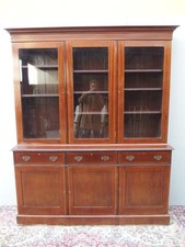 ANTICA CREDENZA LIBRERIA INGLESE EPOCA VITTORIANA FINE 800 IN PIUMA DI MOGANO