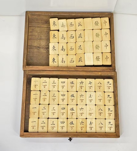 Antico set mahjong piastrelle - antico,