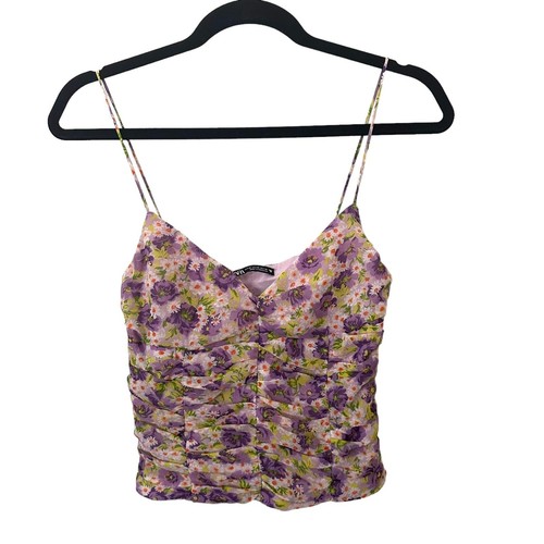 Top zara tulle floreale crop - zara,