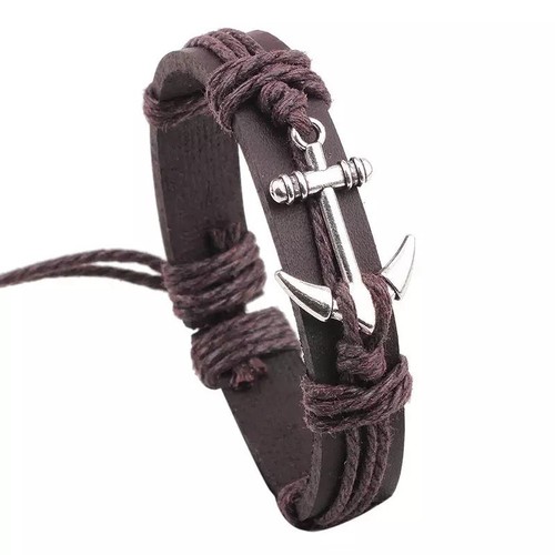 Bracciale ancora cuoio - bracciale,
