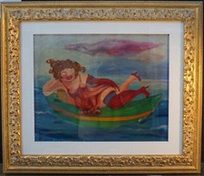 DANIELA ROMANO- RITRATTO DONNA - OLIO SU TELA CON CORNICE DORATA 73x64