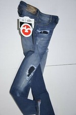 Jeans/ pantalone  Clink Uomo modello aderente leggermente strappato scuro