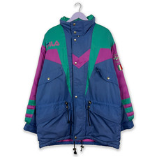 Giacca da Sci/Snowboard Fila Italia SKI Team Vintage blu e verde geometrica - Ta