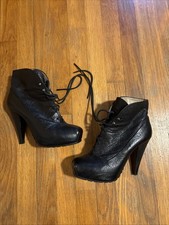 Stivaletti Proenza Schouler neri in pelle con tacco e ciottoli 40/9,5