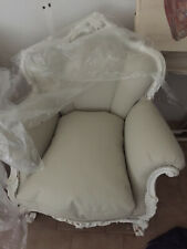 Coppia Di Sedie Poltrona Trono stile barocco antica restaurate grigia e bianca