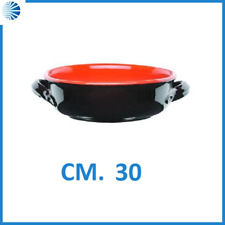 Casseruola pentola tegame in terracotta argilla coccio 2 manici cm. 30