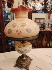 Lampada studente lamponi birmani in vetro artistico Fenton