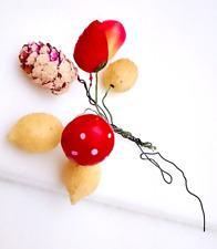Christmas natale 7 decorazioni micro frutta vintage anni 60 fil di ferro