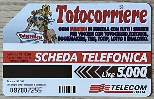 Carta telefonica totocorriere - carta,